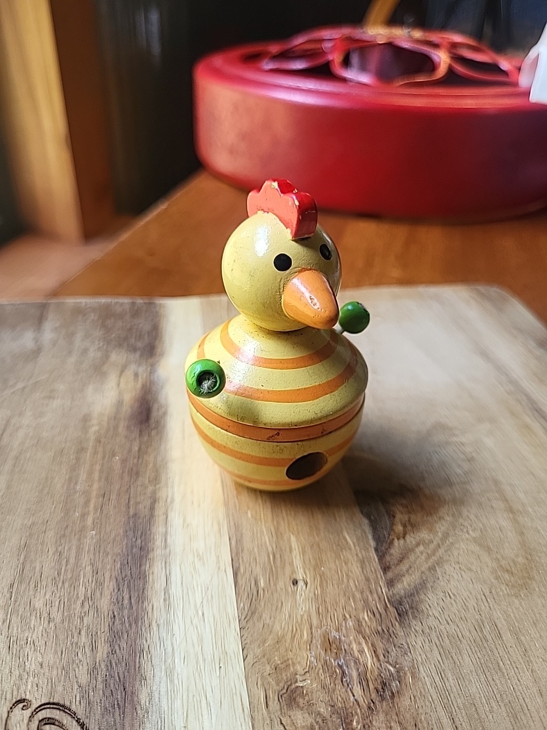 Rooster Chicken Wooden Pencil Sharpener Vtg Collectors