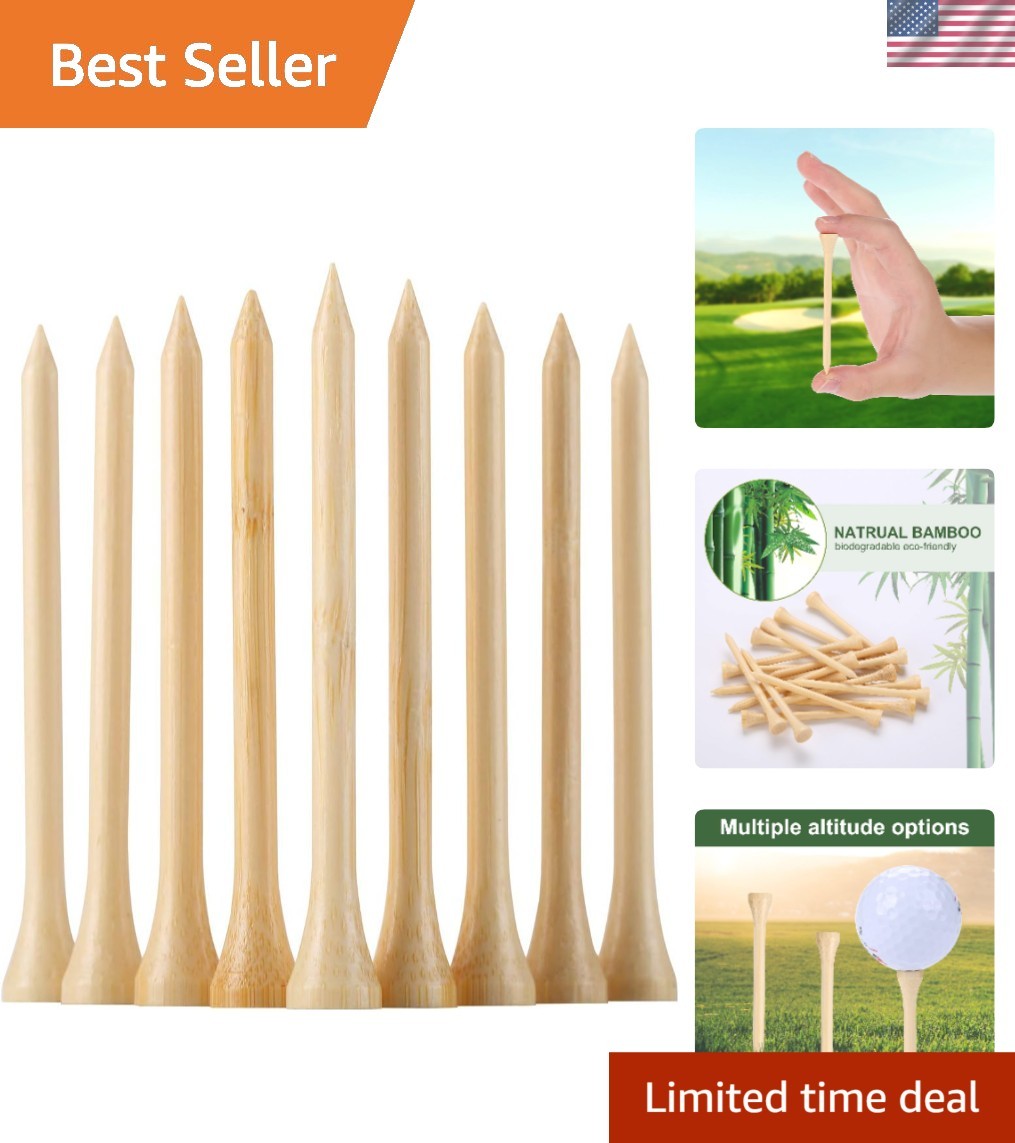 Durable 200 Pcs Bamboo Golf Tees - Reduce Friction, Increased Accuracy 3-1/4”