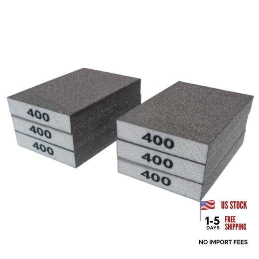 Tonmp 6 PCS Hand Sanding Blocks Set - Superfine Sander Sponge, Wet and 400 Grit
