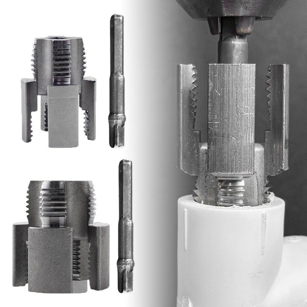 2pcs Integrated Internal & External Pipe Threading-Tool, PVC Pipe Threader Kit ~