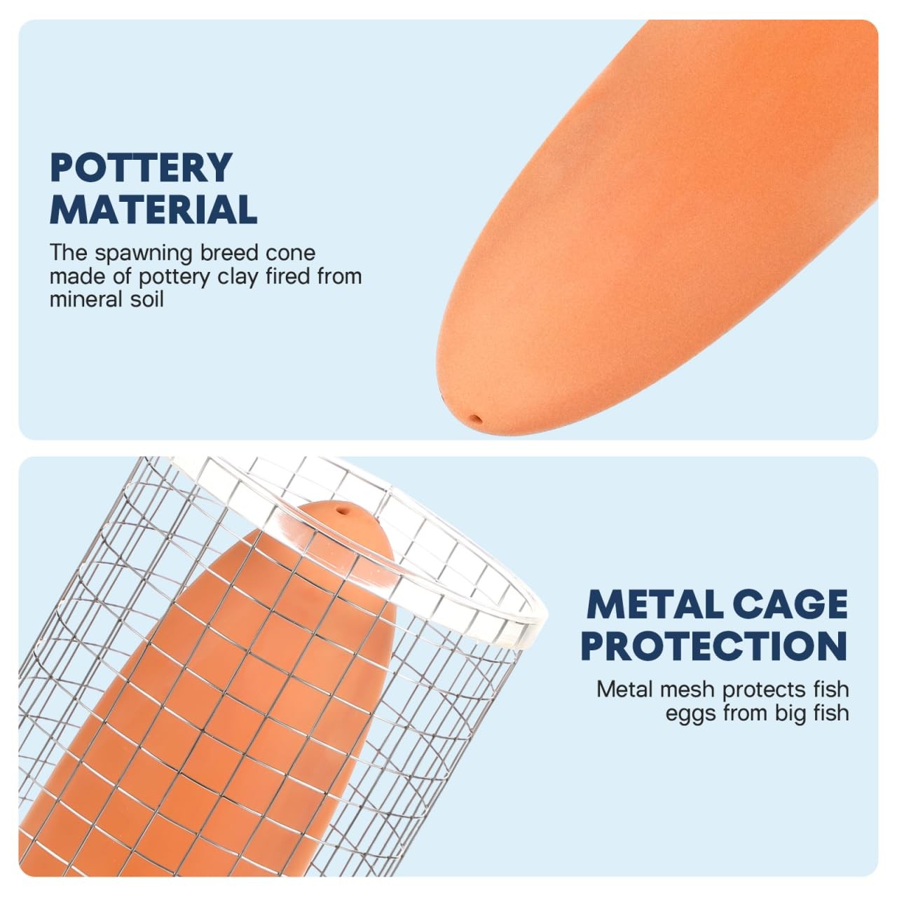 POPETPOP Fish Breeding Cones Cave, Ceramic Spawning Breed Cone Gray