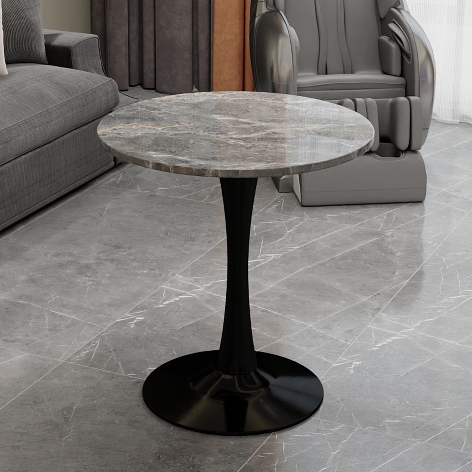 27.6-inch black coffee table, mid-century modern style dining table, accommoda