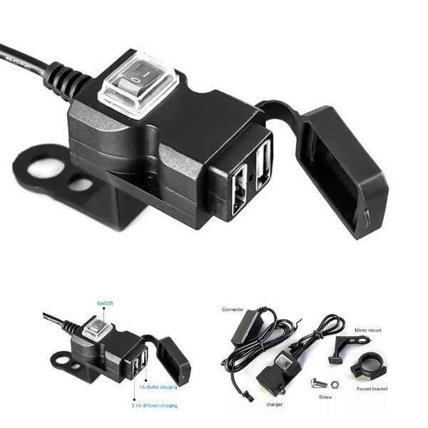 USB Handlebar Phone GPS Charger for Yamaha FJ1100 FJ1200 FJR1300 XJR1200 XJR1300