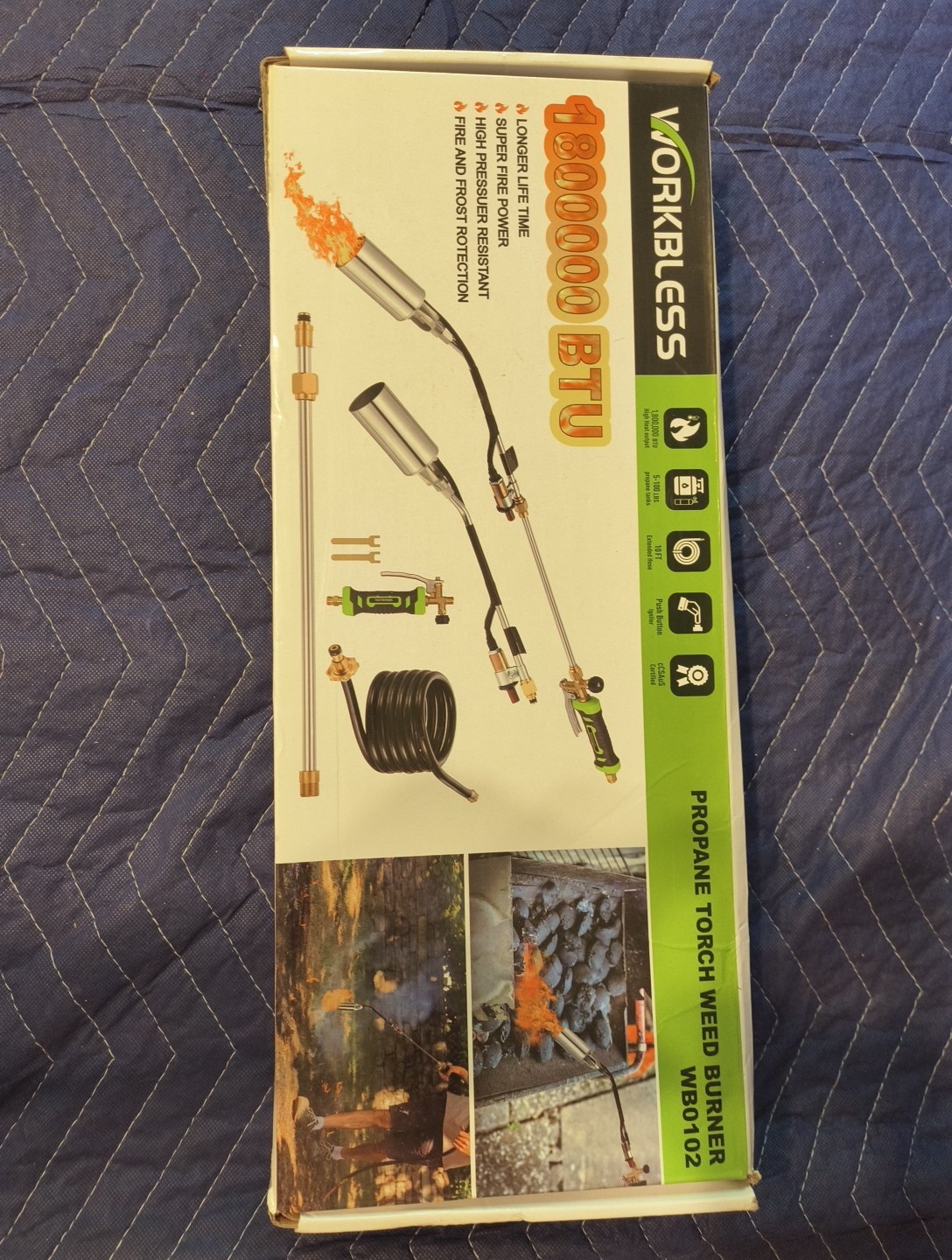 WorkBless Weed Torch WB0102, Propane Torch Burner with 10 ft Hose, Black