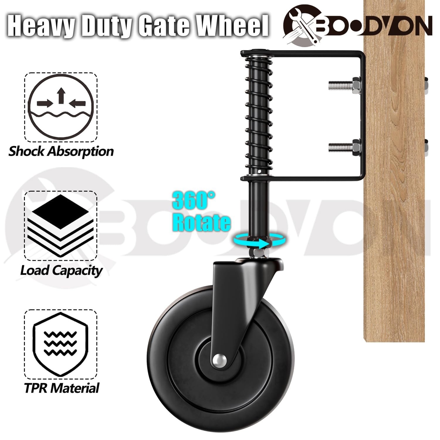 5" Heavy Duty Gate Caster, Spring Loaded Gate Wheels, Gate Caster Wheel with ...