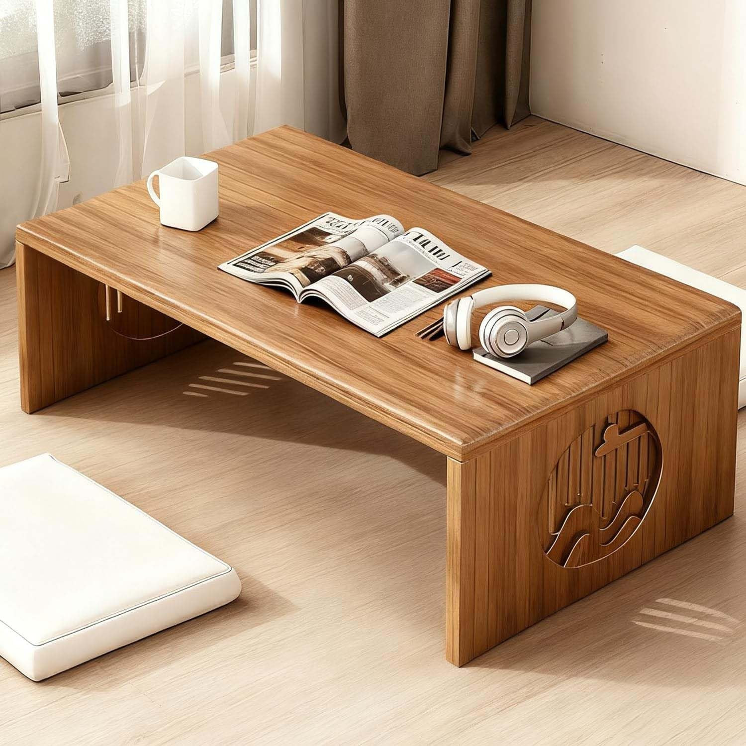 Japanese Folding Coffee Table Bamboo Floor Desk Low Tea Table 31 Inch Decor