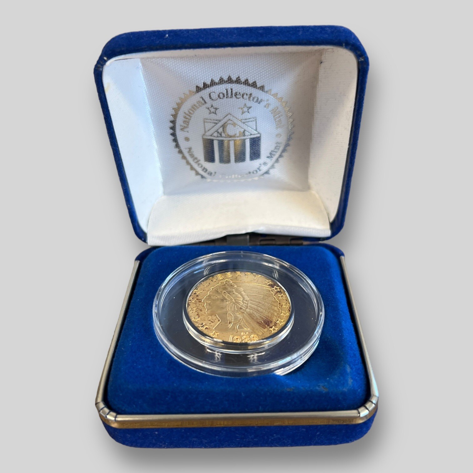 Vintage National Collector's Mint 1929 Five Dollar Gold Plated Coin With O-Box
