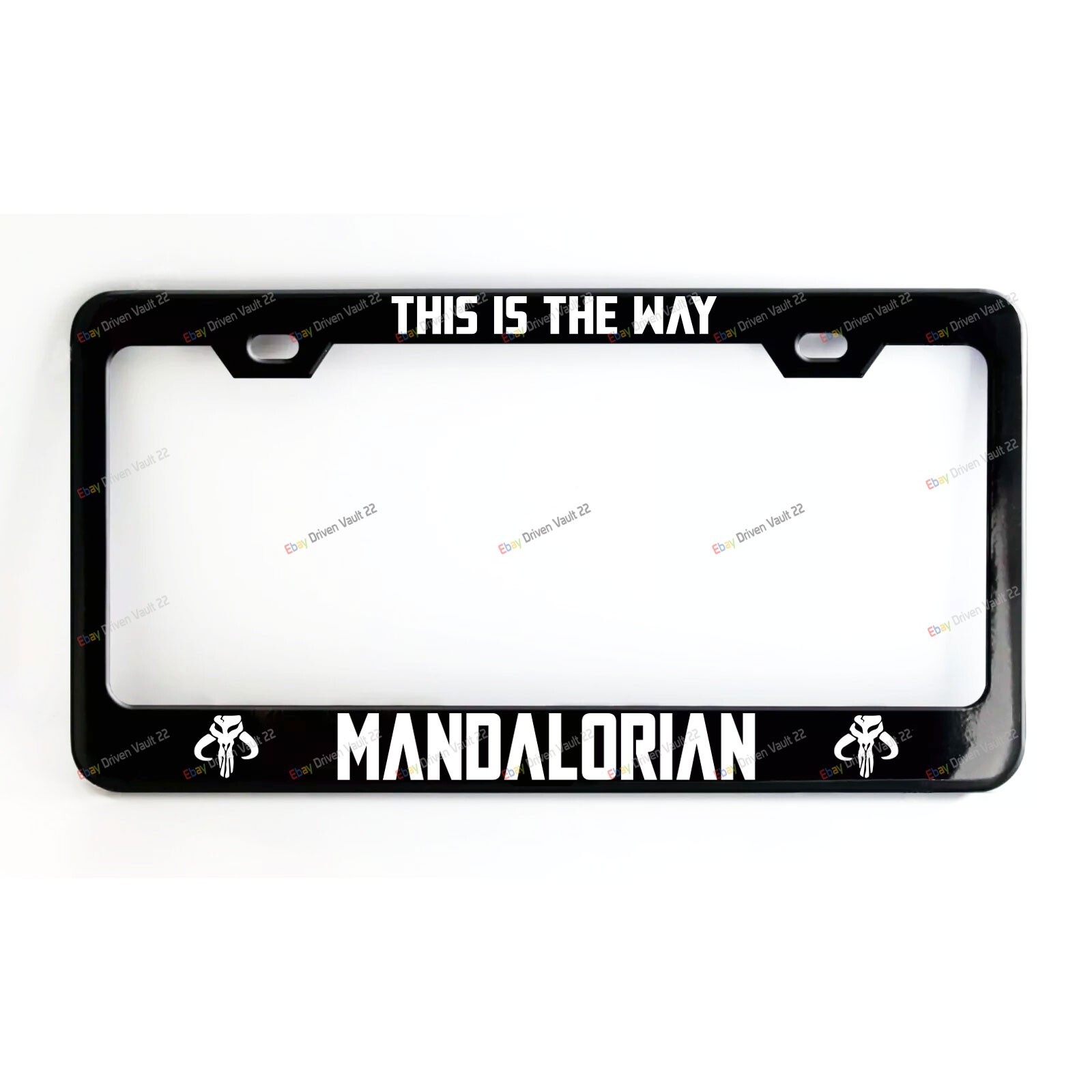THIS IS THE WAY MANDALORIAN Star Wars Black Metal License Plate Frame Screw Caps
