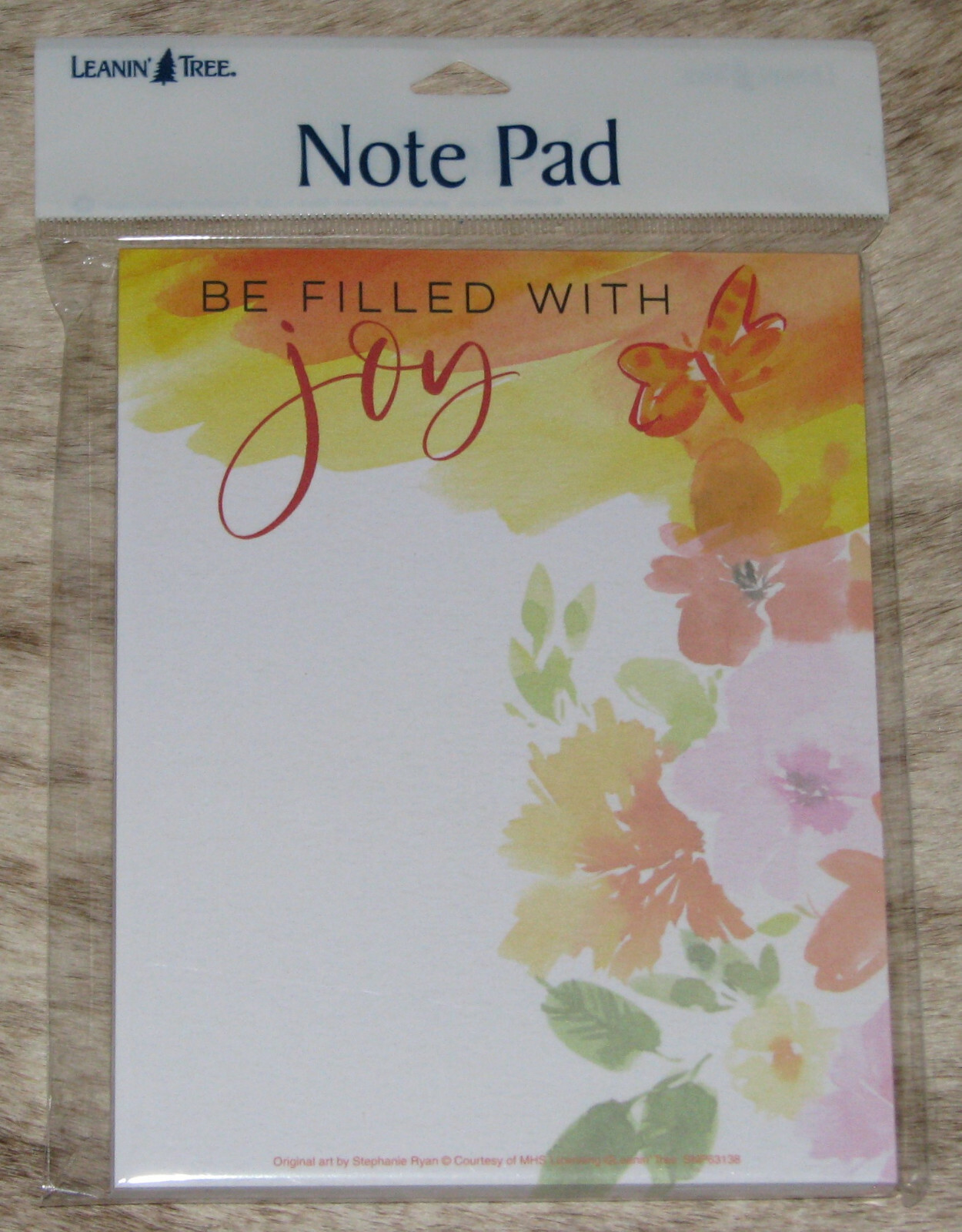 LEANIN TREE Be Filled With Joy~Butterfly Flowers~Note Pad 60 sheets~#63182