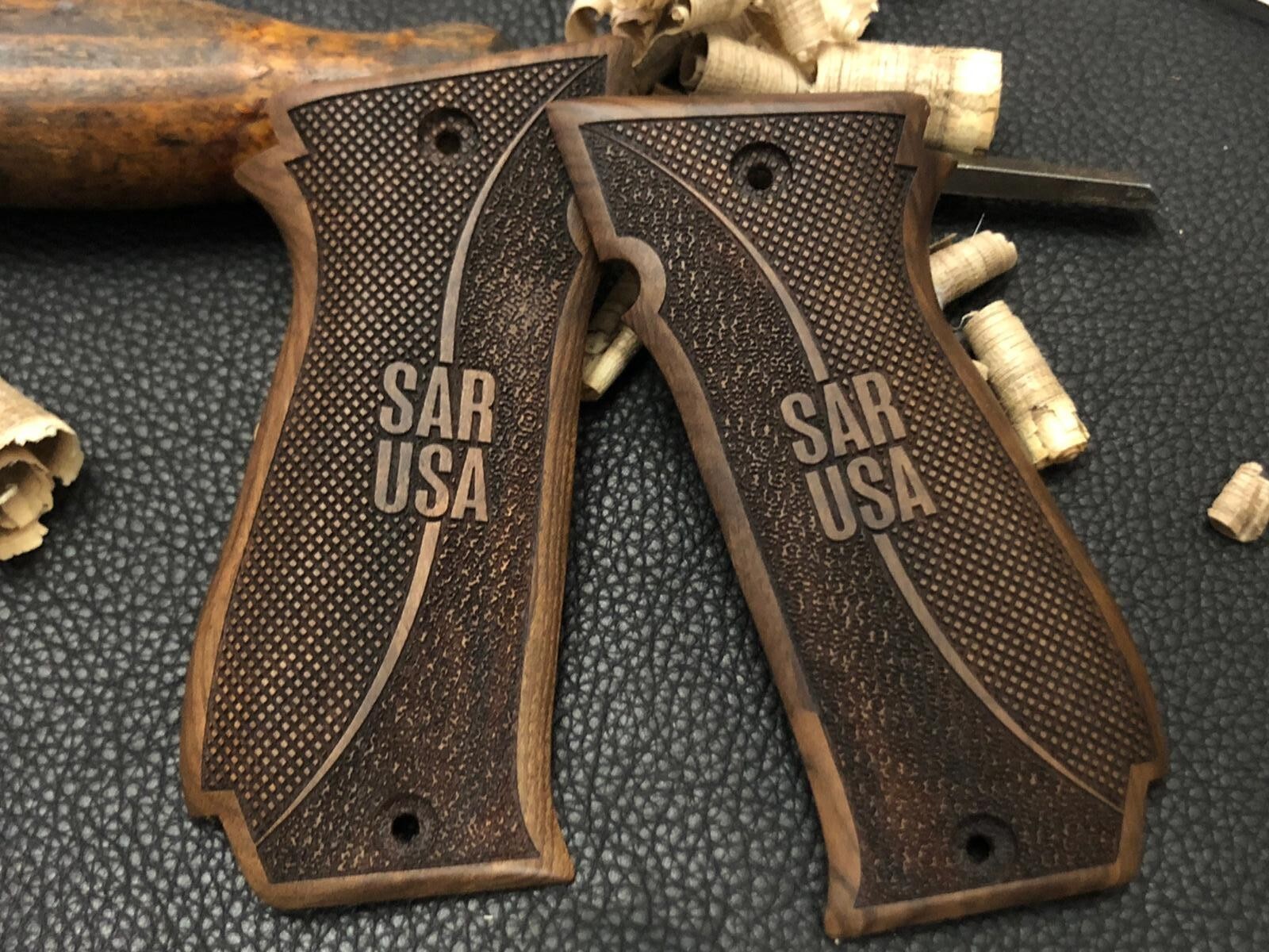 Sar Arms K2 45 Turkish Walnut Wood Grips. SARSILMAZ  SAR USA Checkered Grips