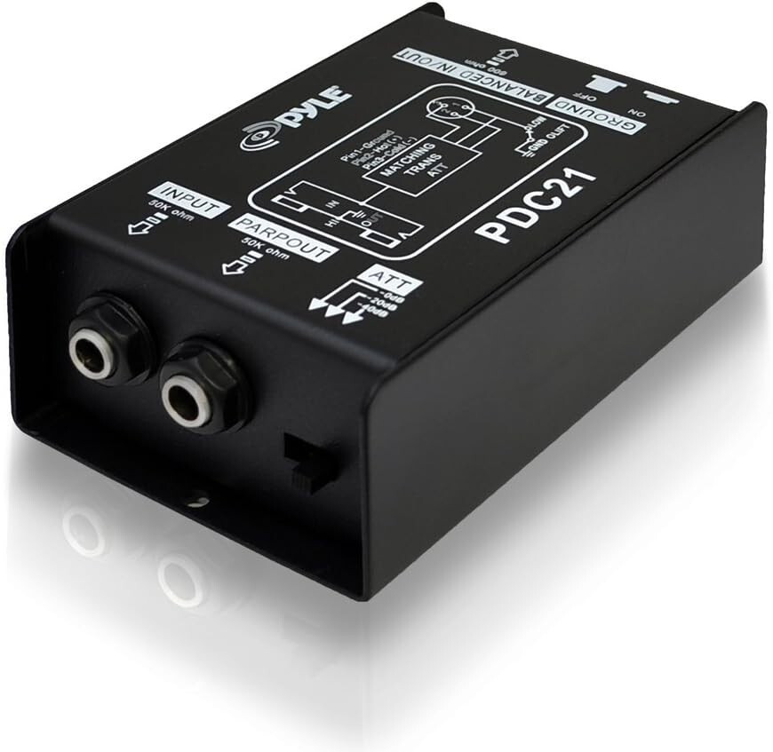 Pyle Premium Direct Injection Audio Box - Passive DI Unit Hum Eliminator ....