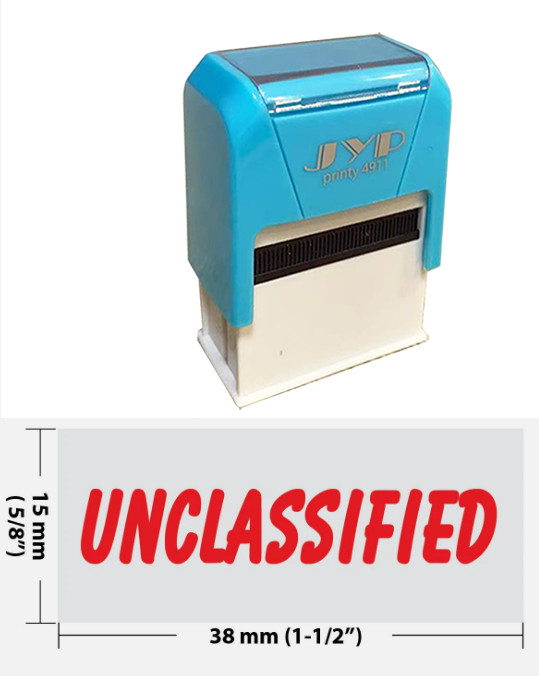 UNCLASSIFIED Self Inking Rubber Stamp - JYP 4911R (RED INK)