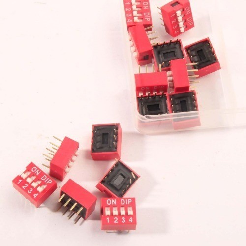 Double Row Dip Slide Switch 4 Position 2.54mm PCB Mountable On Off Style: 4pin