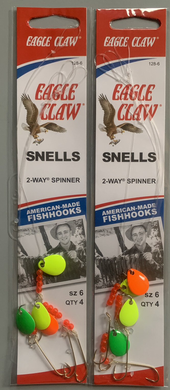 2 Packs Eagle Claw 2 Way Spinner Rigs Size 6 128-6
