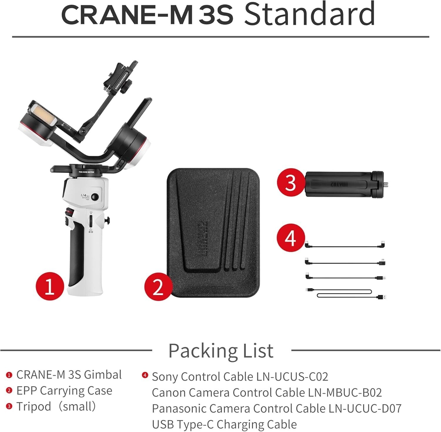 Zhiyun Crane M3S Camera Gimbal Stabilizer Handheld 3-Axis + Accessories, Case