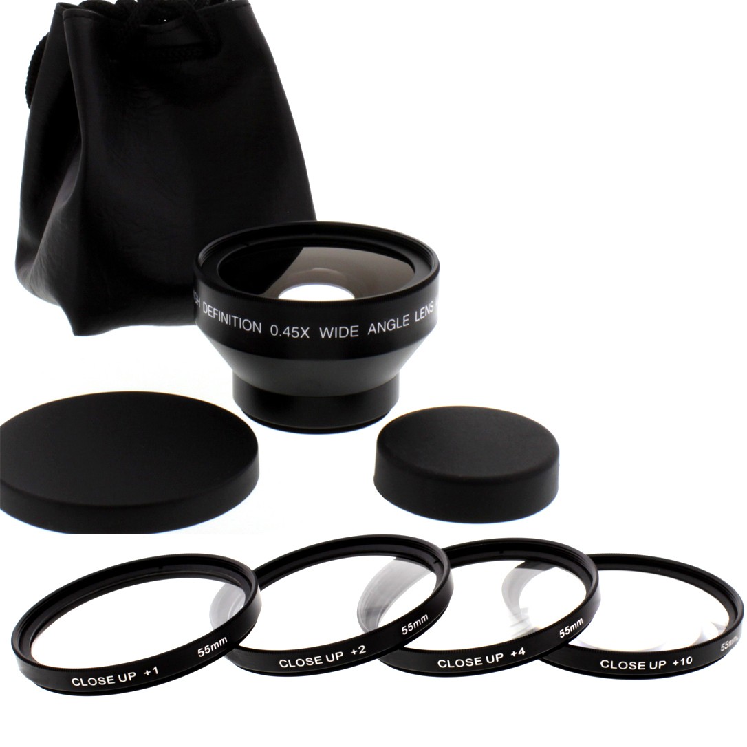 HD 37mm Wide Angle Lens w/ 55mm Macro Close-Up Filter Kit for Camcorders Cameras