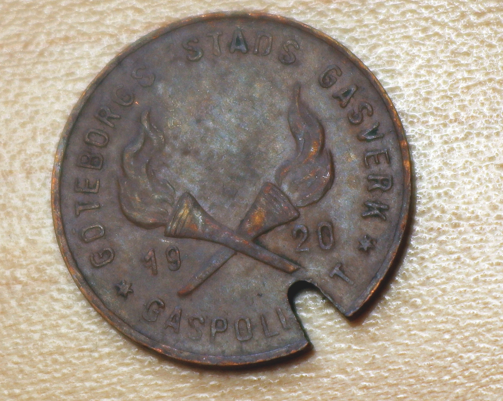 1920 Sweden Gasverks Goteborg Gas Token