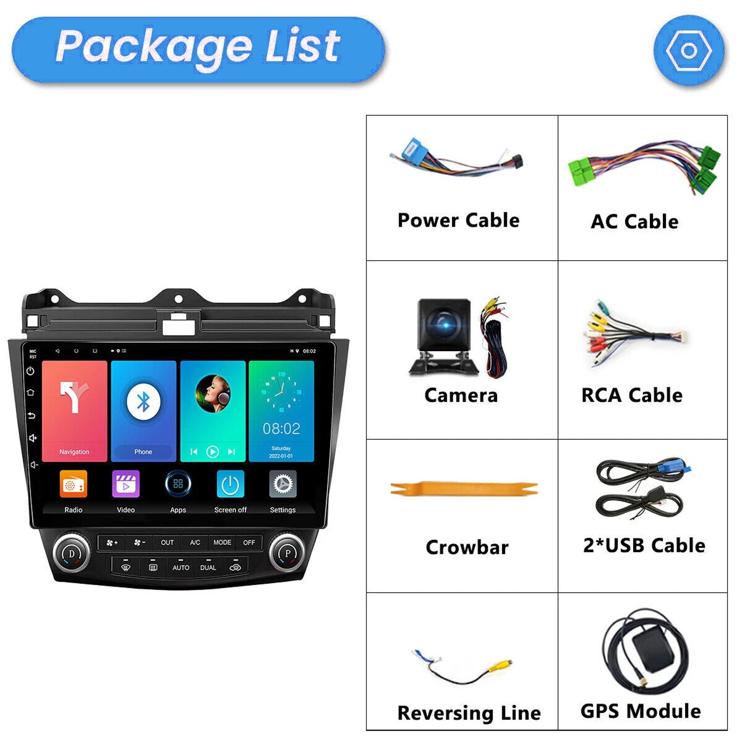 For Honda Accord 7 2003-2007 Apple CarPlay Android 13 Car Stereo Radio GPS+Cam