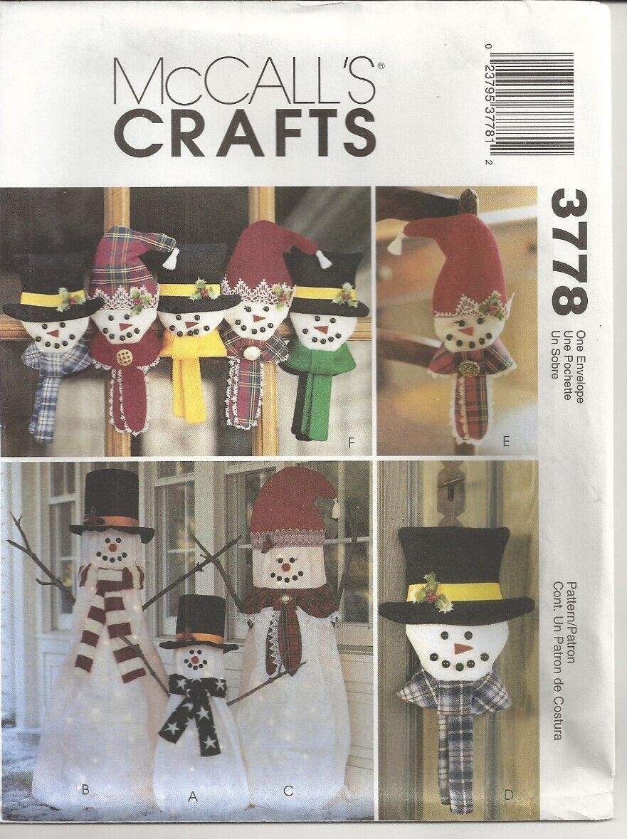 MCCALLS CRAFTS 3778 SNOWMAN CHRISTMAS DECORATIONS  SEWING PATTERN ©2001