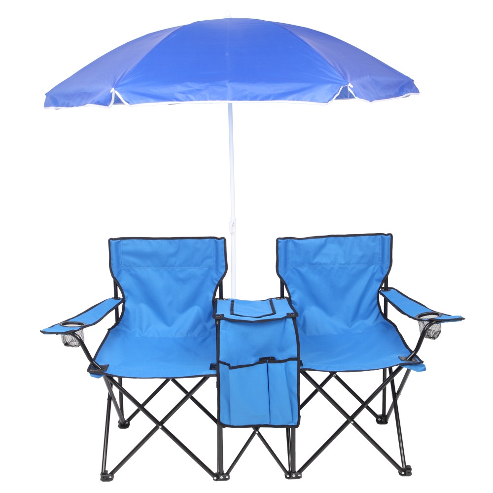59*19.6*31in Fishing Chair Iron Stand Oxford Fabric 85kg with Sunsha
