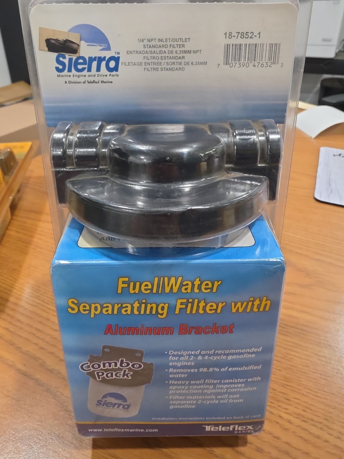 Sierra 18-7852-1 water separator fuel filter kit with mounting bracket
