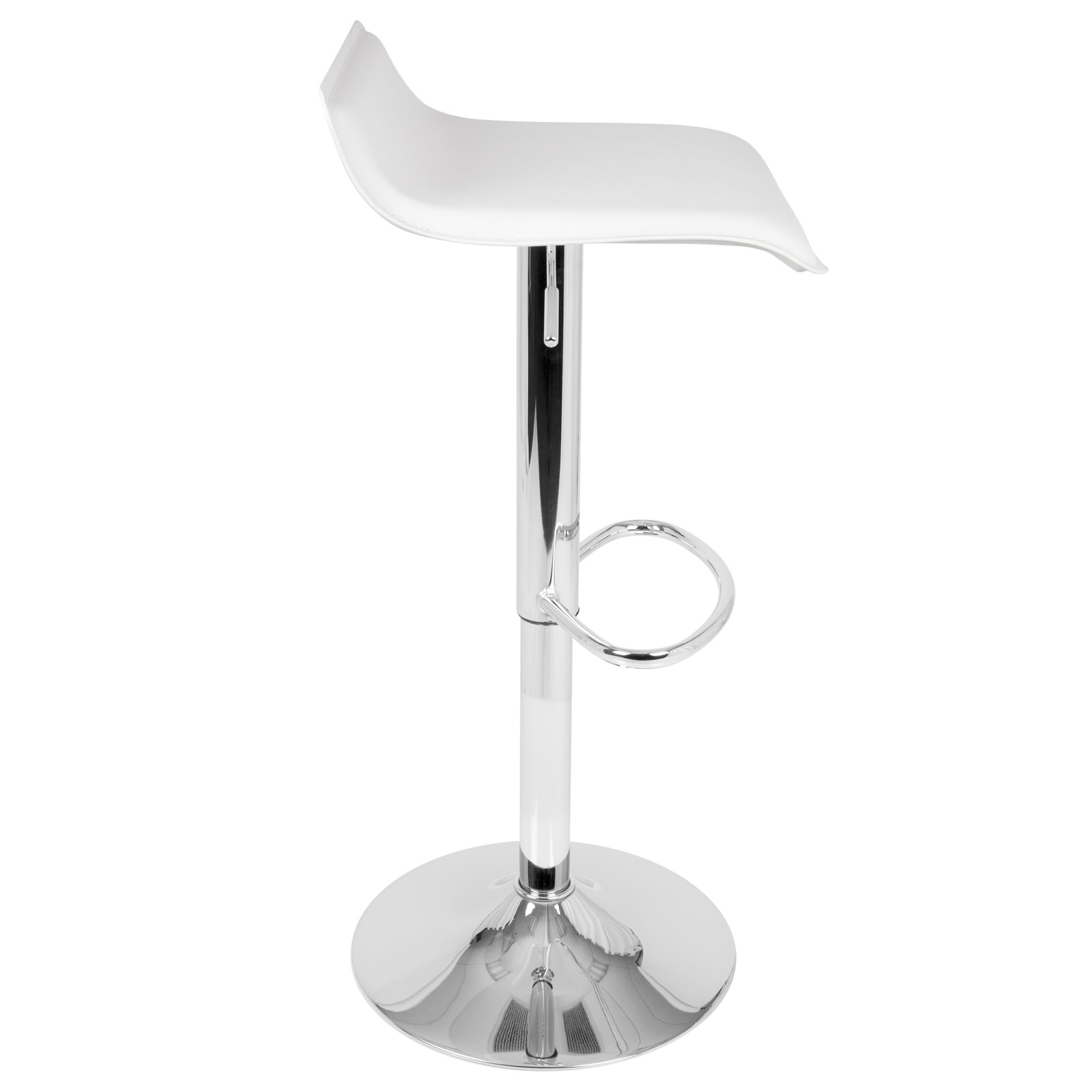 Ale Contemporary Adjustable Barstool in White PU Leather by - Set of 2