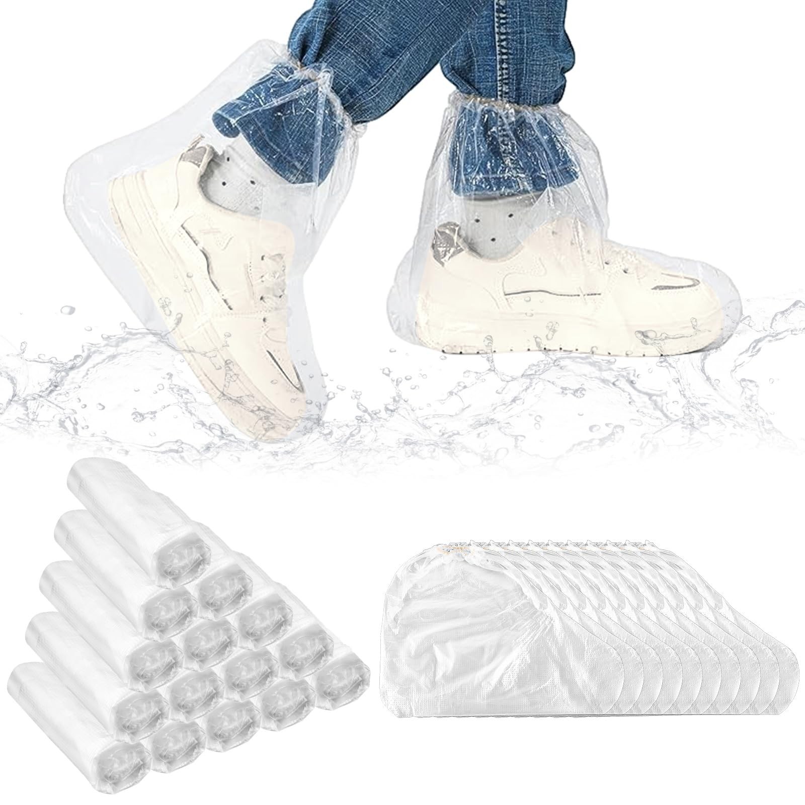 Chicingyou 60 Pairs Disposable Shoe Covers for Rain, Clear Waterproof Boot Co...