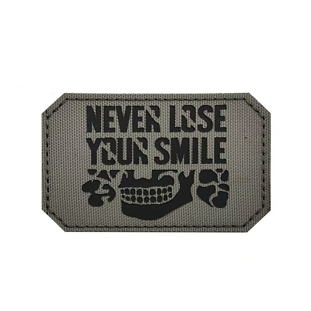 6Pcs REFLECTIVE IR NEVER LOSE YOUR SMILE SKULL MILITRAY HOOK LOOP PATCH CP