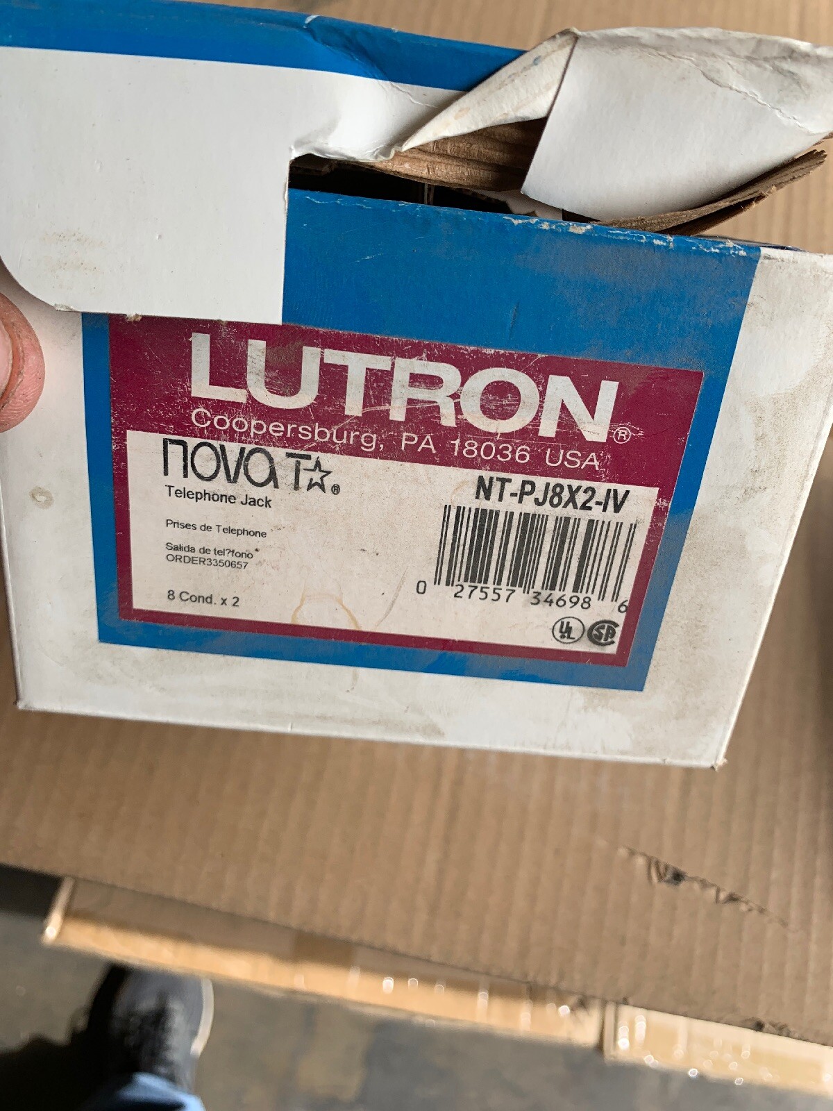 NEW! Lutron NovaT / NT-PJ8X2CJ-IV 2 port Phone, 1 port Cable Jack - Beige