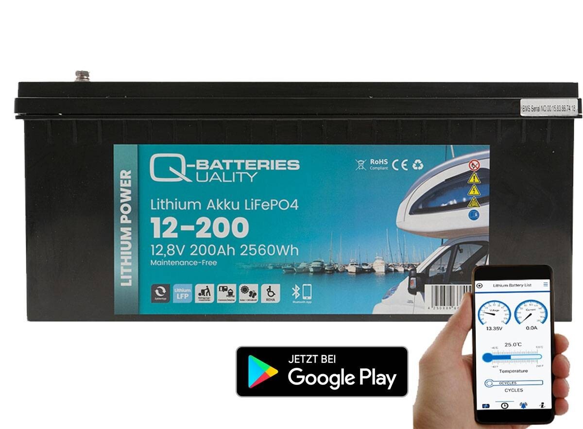 Q-Batteries Lithium Battery 12-200 12.8V 200Ah 2560Wh LiFePO4 with Bluetooth