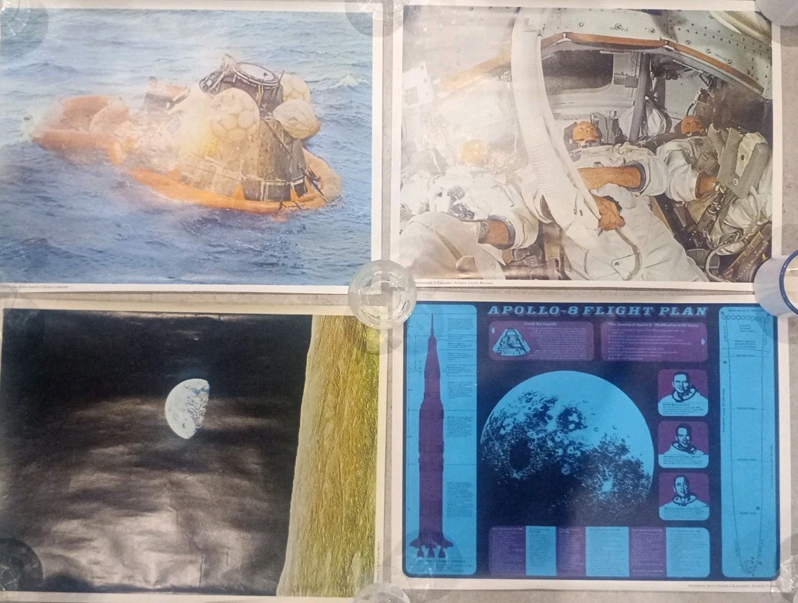 NASA Space Apollo 8 Set of 4 Commemorative posters Crosse and Blackwell 1969