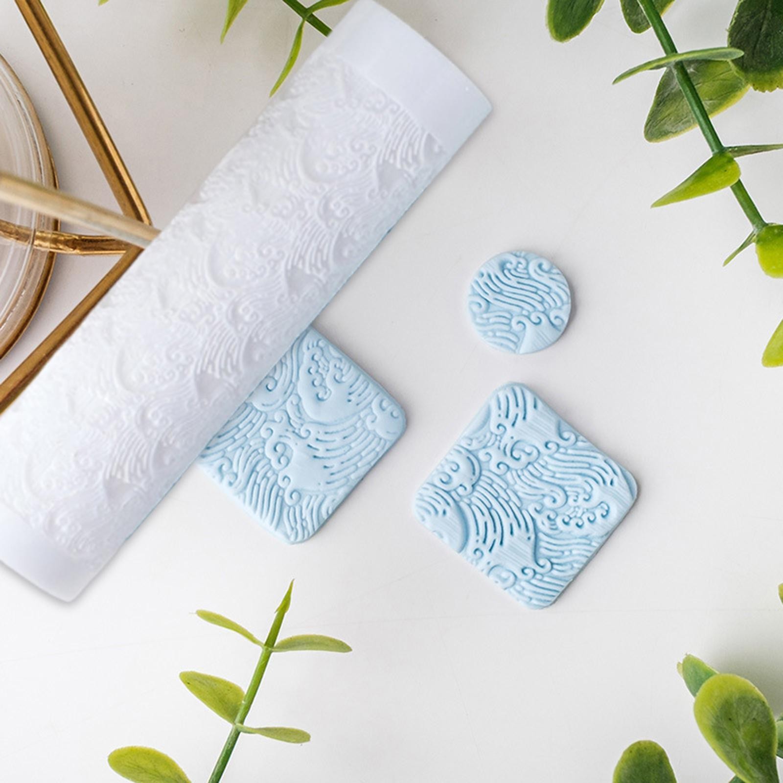 Ocean Wave Clay Texture Roller Versatile Pottery Pattern Roller for Artwork