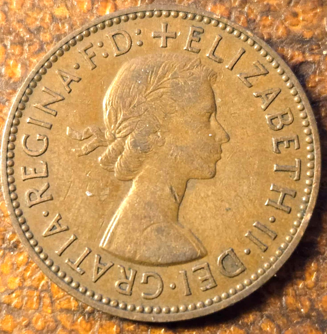 1956 Elizabeth II Dei Gratia Regina F D Half Penny Coin.