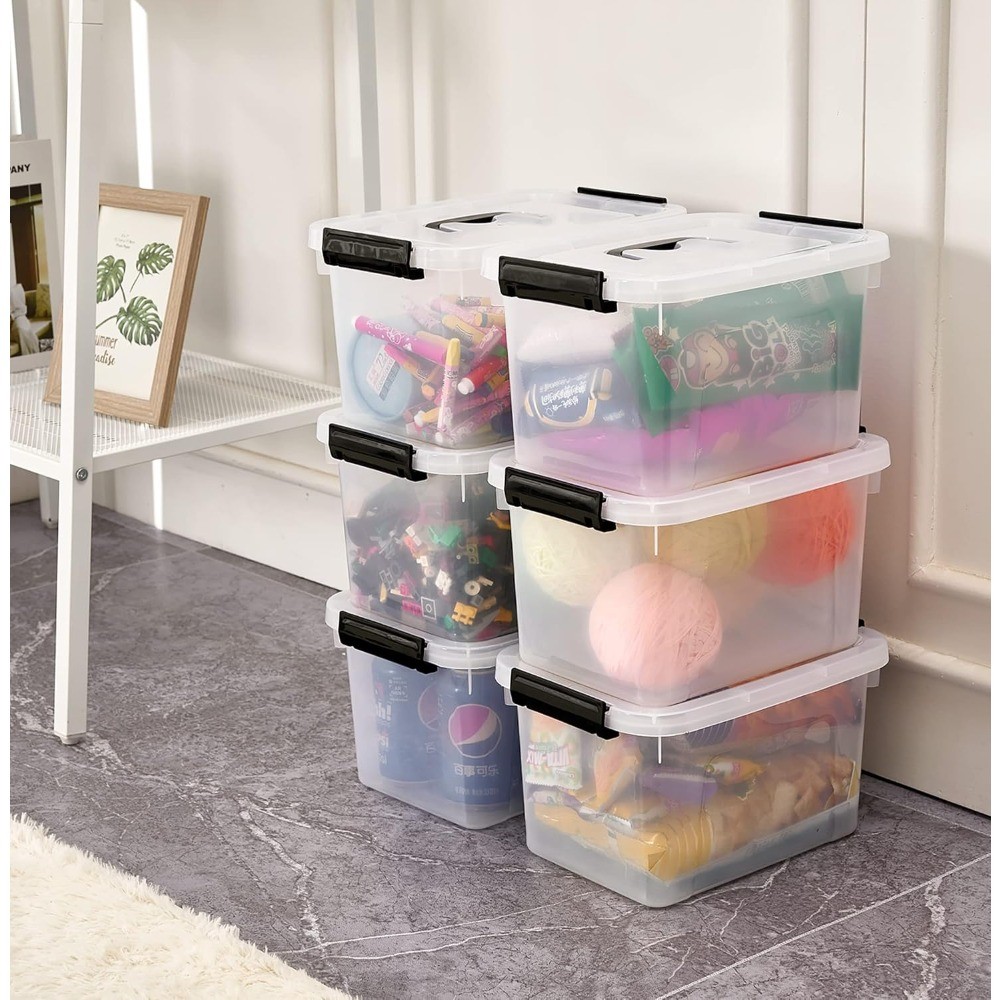 NEW.6 Quart Clear Storage Latch Box/Bins,6-Pack Plastic Container with Latches