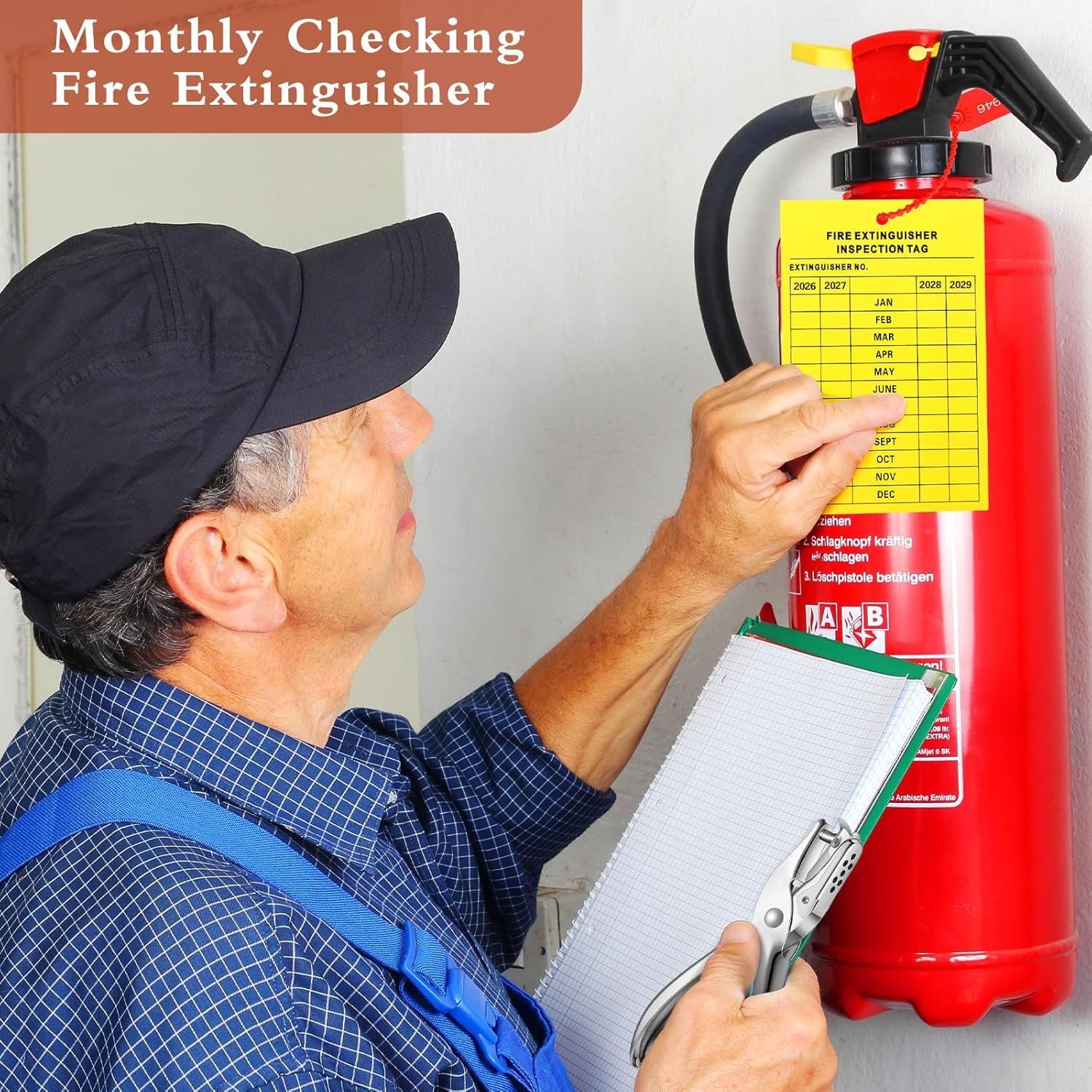 76 Pcs Monthly Fire Extinguisher Inspection Tags Set Including 4 Years Mainte