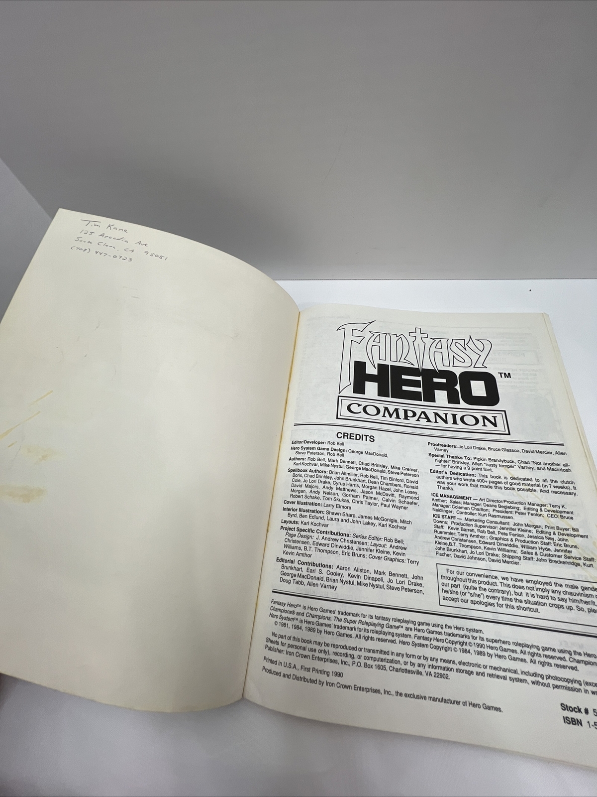 Fantasy Hero Companion #503 A Sourcebook Edited By Rob Bell- Hero Games
