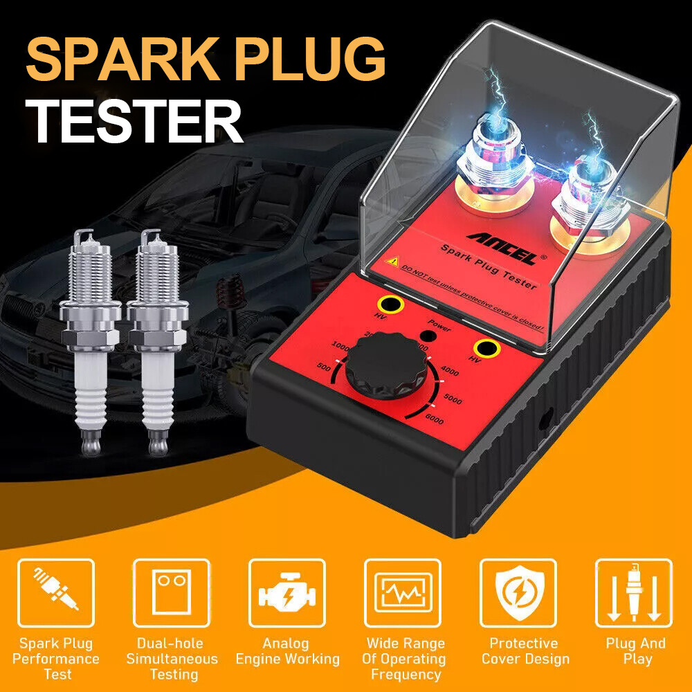 ANCEL ® Ignition Spark Plug Tester Dual Hole Ignition Analyzer Tool US Plug