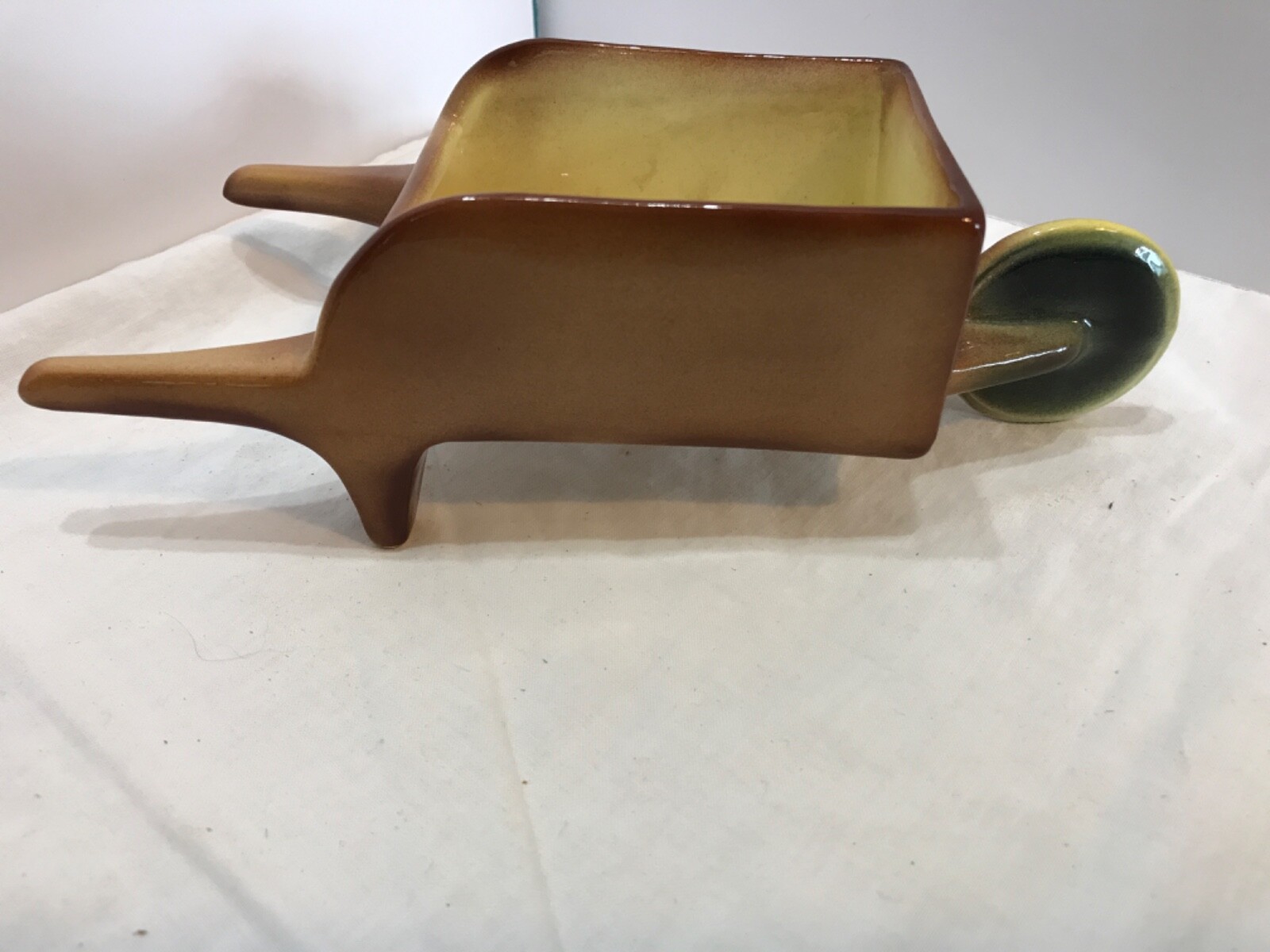 Mid Century Wheelbarrow Flower Cart Ceramic Planter ......b4