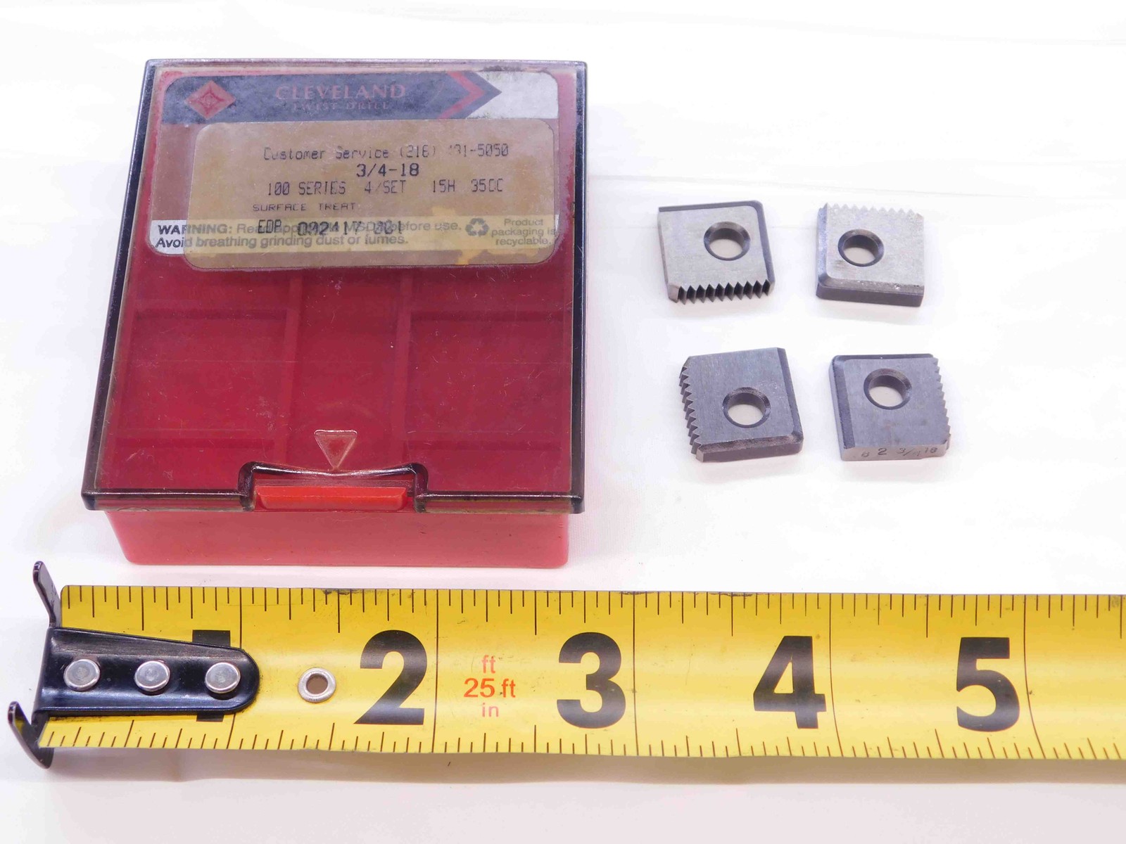 4pcs SET CLEVELAND 100 SERIES 3/4 - 18 DIE HEAD CHASERS 15 HOOK 35 CHAMFER