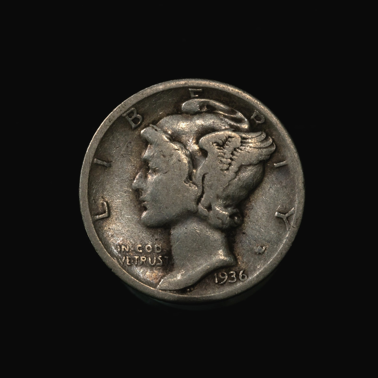 1936-D Mercury Silver Dime 90% Silver Better Early Date Fine Original Coin
