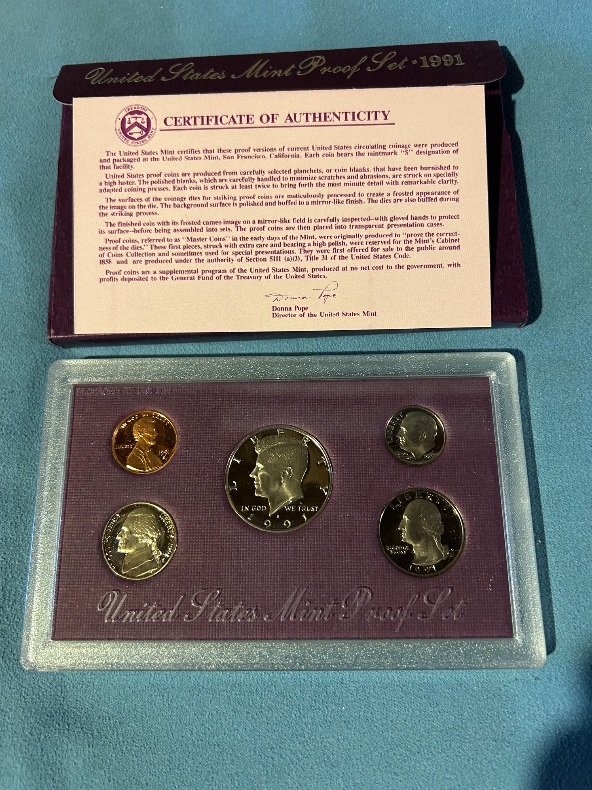 1991 Proof Set U.S. Mint Original Government Packaging OGP COA