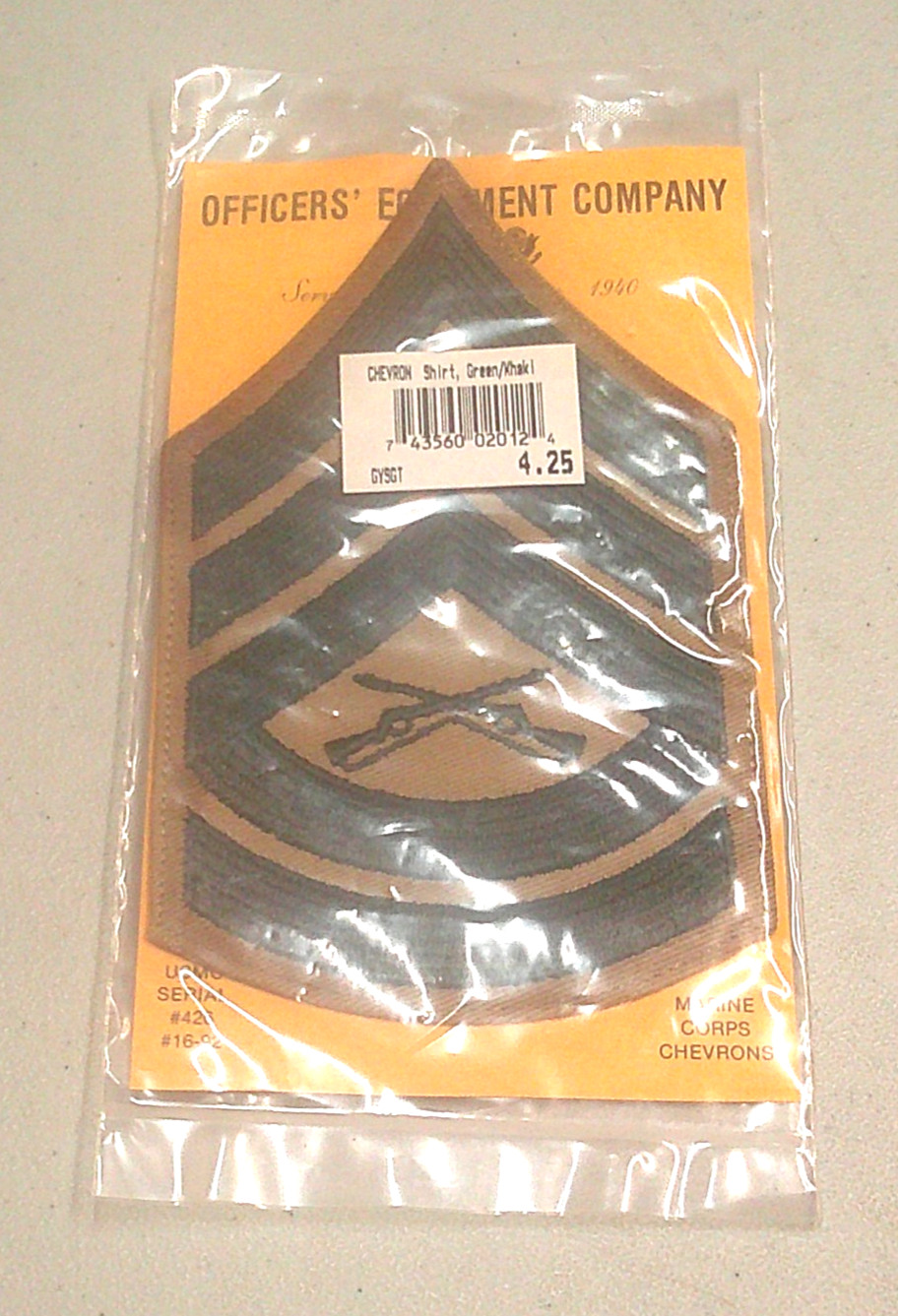 US Marine USMC Male Gunnery Sergeant Bravo Charlie Uniform Rank Patches Chevrons