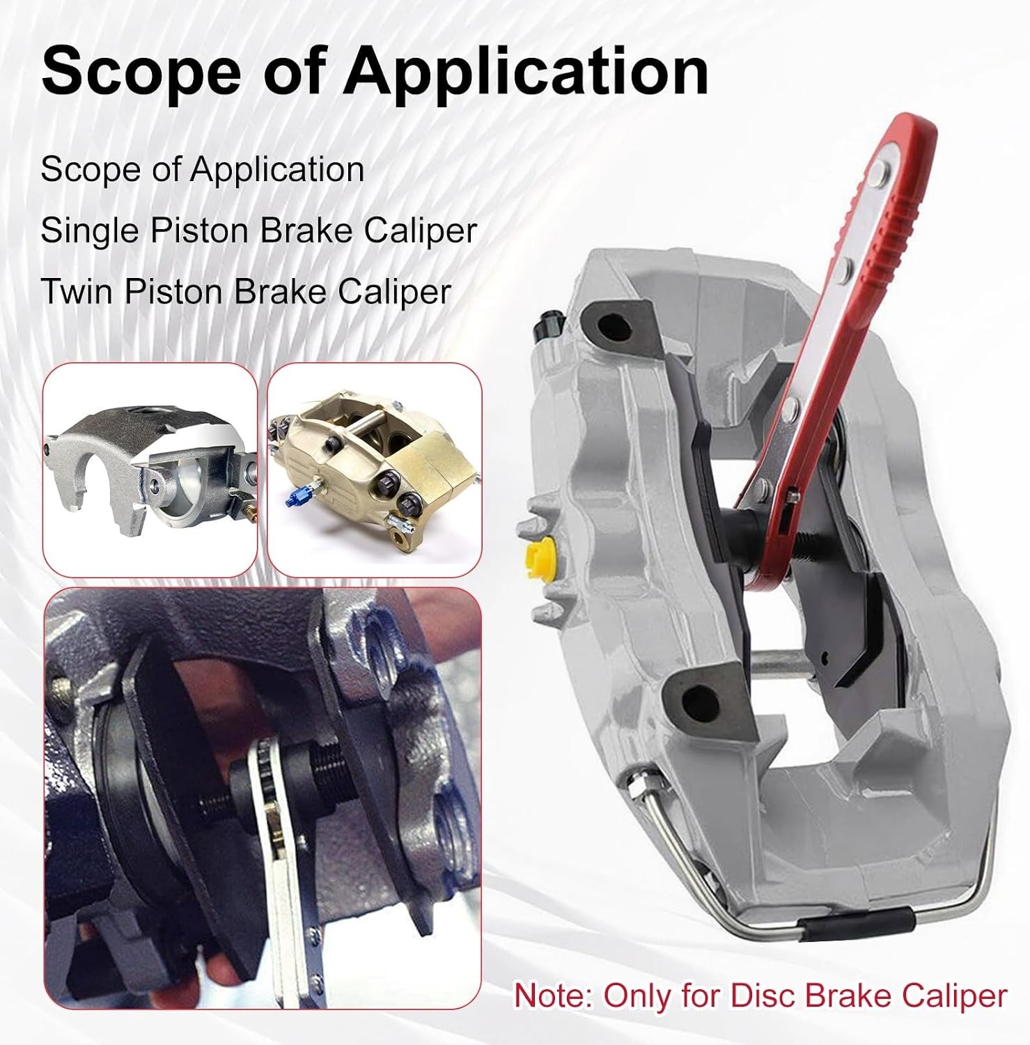 Brake Caliper Piston Compression Tool Kit with 360° Ratchet, Red | 4 Hooks & ...