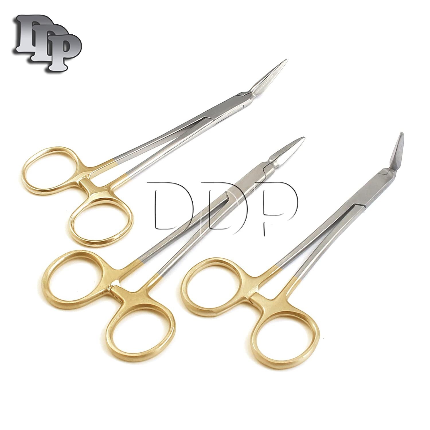 STIEGLITZ Dental Root Fragment Forceps 5" 0, 45, 90 Degrees Set of 3 Gold Handle