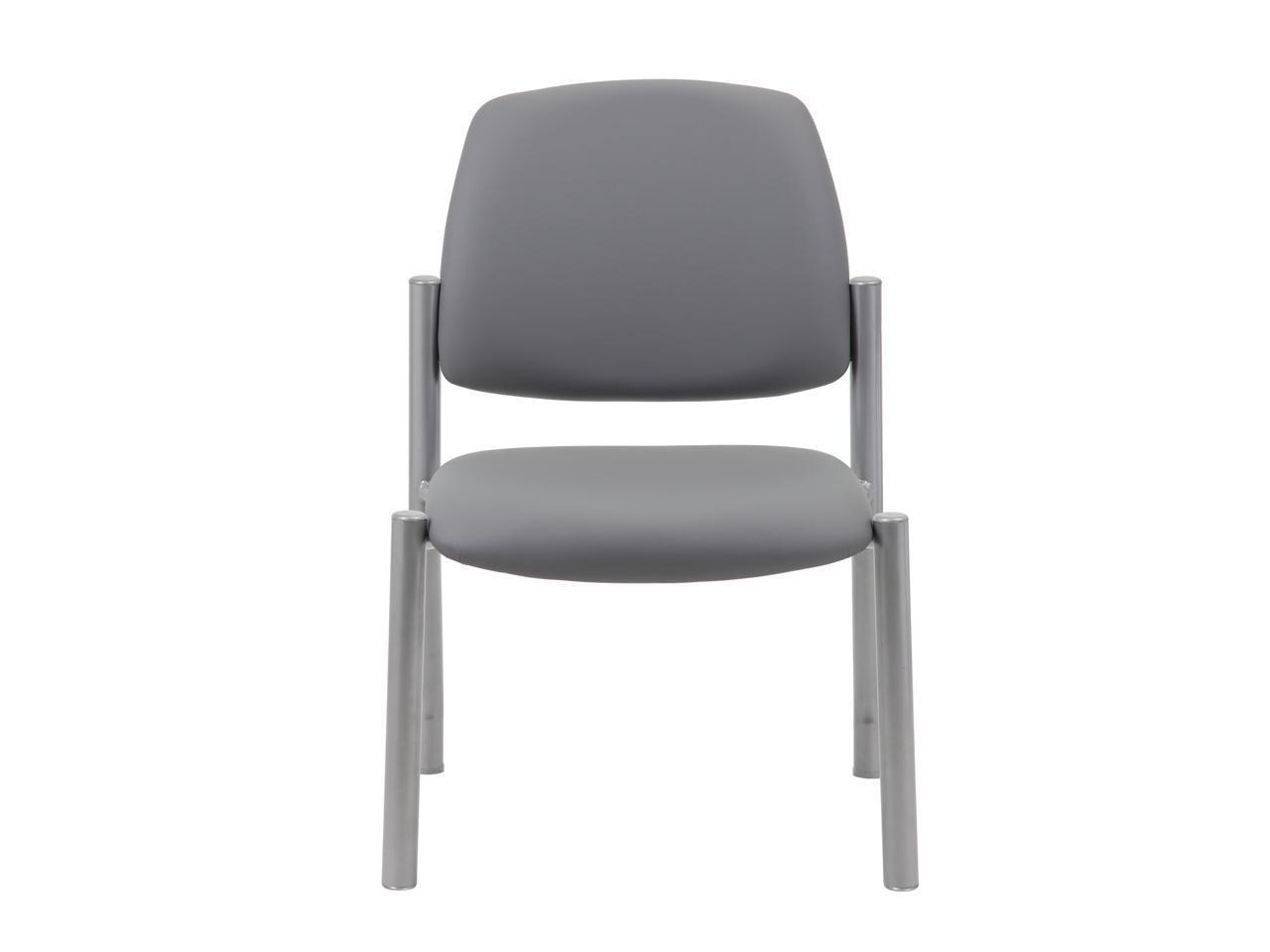 Boss Office Products Heavy Duty Armless Vinyl Mid Back Guest Chair for Reception