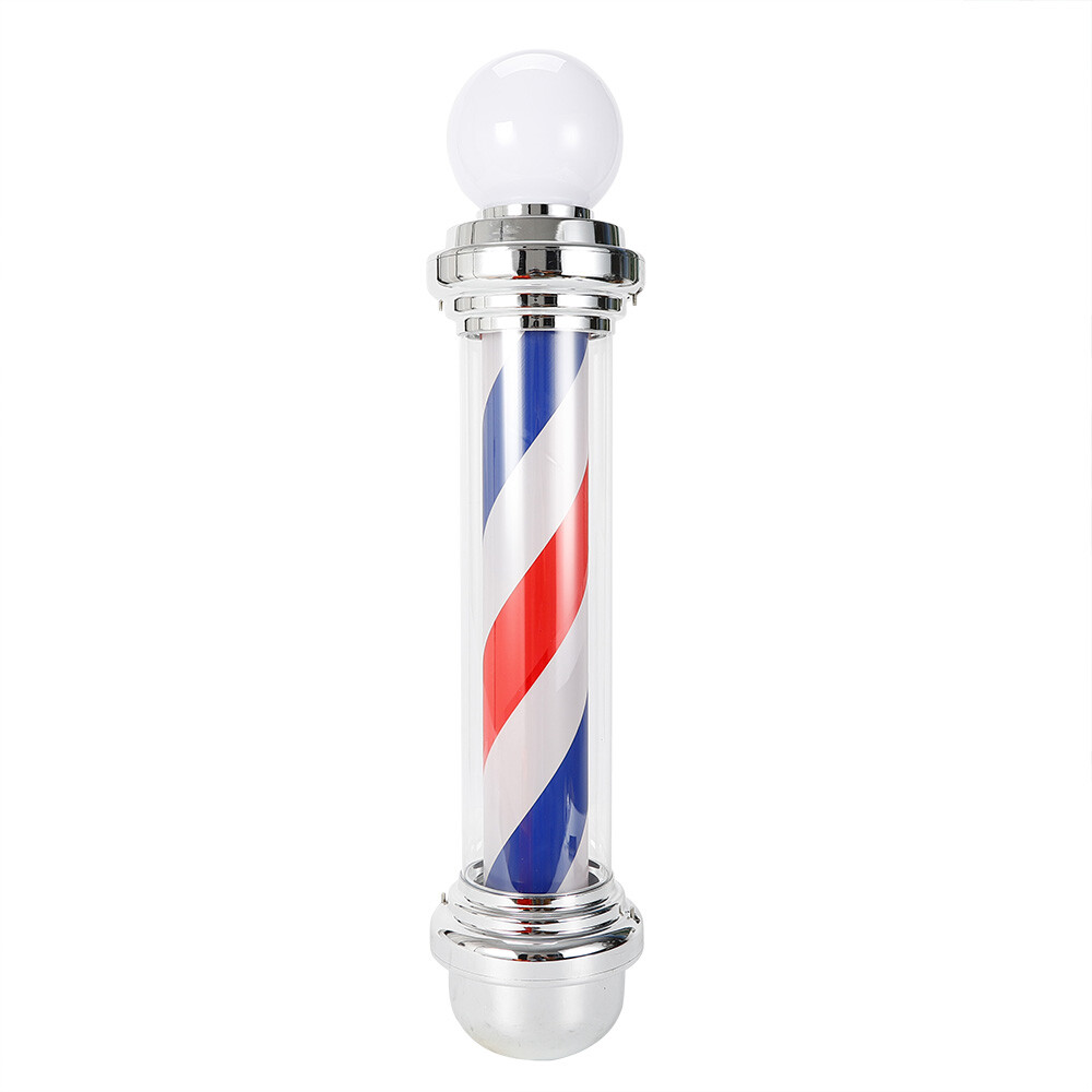 Barber Shop Pole Rotating Light LED Stripes Sign Lamp Hair Salon Red White Blue