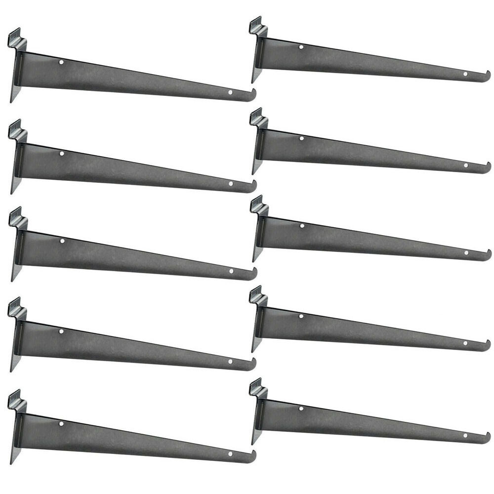 10" Slatwall Shelf Bracket Knife Shelf Display Shelf, Metal, Chrome - PACK 20