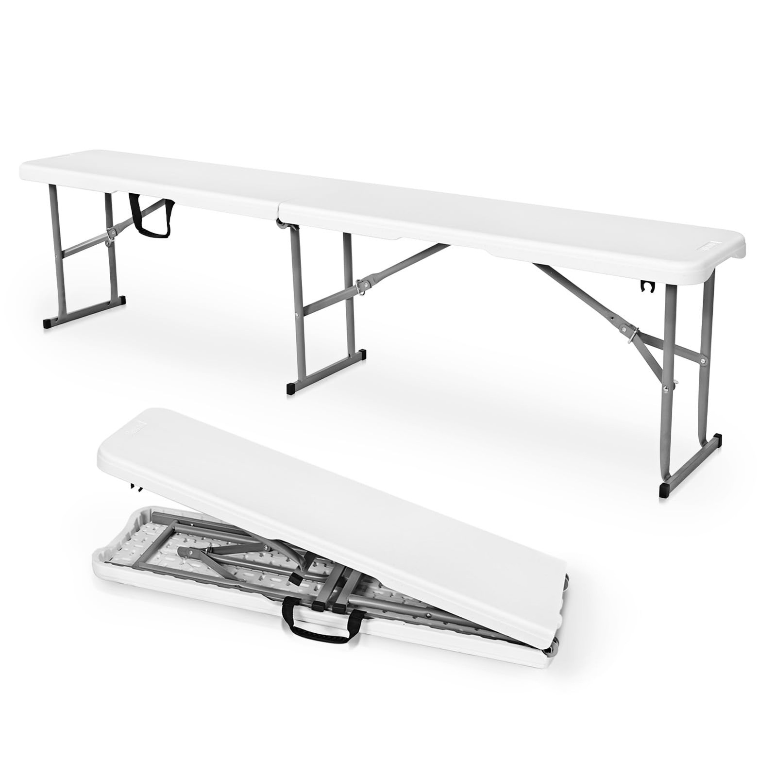 Byliable Folding Bench 6 Foot, Plastic Seat 6FT Bench, White