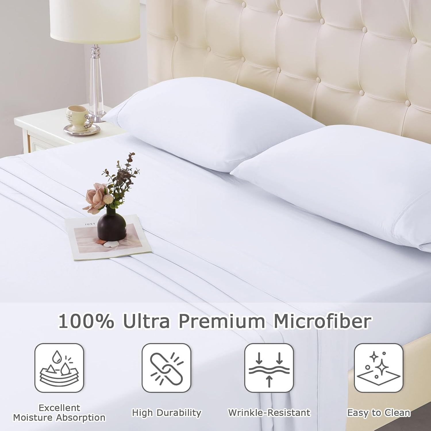 Twin Size Bed Sheet Set 3 Piece Soft Microfiber Sheets W/ Deep Pockets Cooling