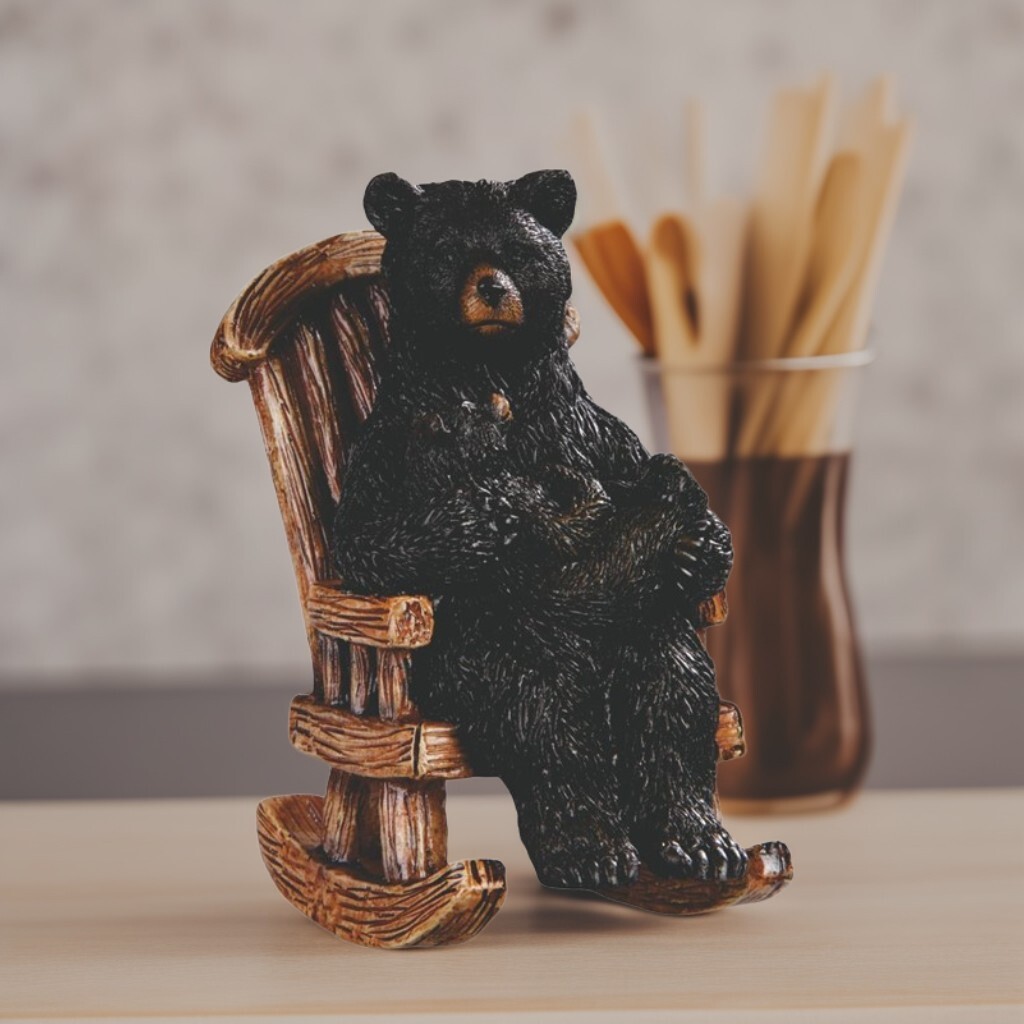 5"H Bear on Rocking Chair Figurine Ornament Home Decor Unique Gift